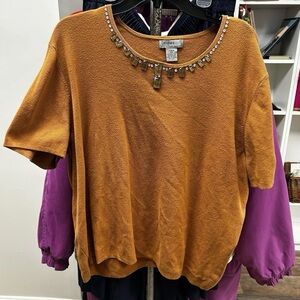 Vintage Designers Originals Orange Beaded T-Shirt